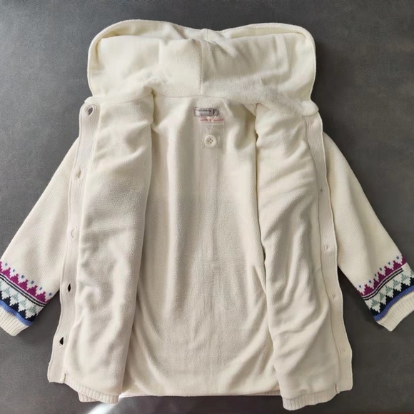 CATIMINI Toddler Girls' Patterned knit  Hooded Cardigan - Picture 3 of 6